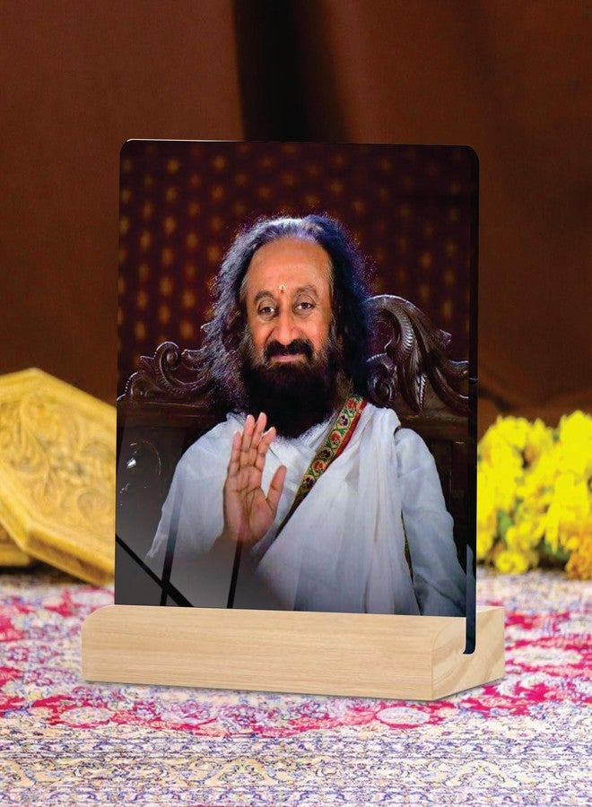 Giftplease Sri Sri Ravi Shankar ji Tabletop Photo Frame with Wooden Stand | Desk Frame for Home & Office D cor | Spiritual & Inspirational Gift | Elegant Display Frame for Pictures GMP_72 - Image 3